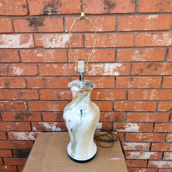 VTG MCM Drip Glaze Ceramic Table Lamp With Abstract Glaze Design - Picture 2 of 4